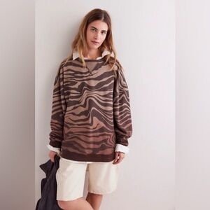 Free People Brown Zebra Print Sweatshirt